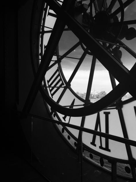 Travel Photography Aesthetic Filter Edit Paris France Museum Clock Time Tower Black and White B&W Travel Photography Aesthetic, France Museum, Steampunk Clock, White Clocks, Old Clocks, Aesthetic Filter, Photography Aesthetic, Black And White Aesthetic, Black Aesthetic Wallpaper