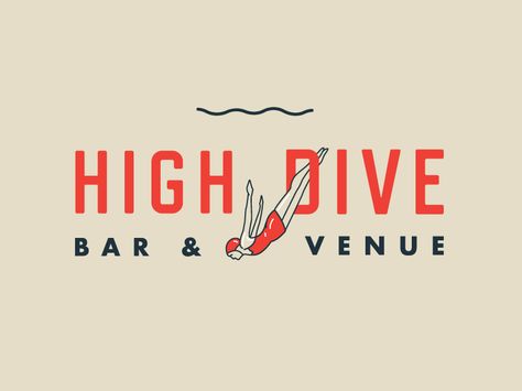 Diving Logo Design, Dive Bar Branding, Dive Bars, Diving Board Illustration, Scuba Diving Website Design, Diving Logo, Diving Board, Dive Bar, Beautiful Branding