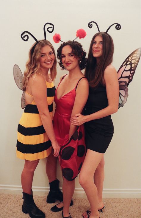 Bumblebee costume, lady bug costume, butterfly costume Bug Costume Women, Bumble Bee And Ladybug Costume, Bumblebee Costume Women's, Bugs Halloween Costume, Bumblebee Halloween Costumes, Ladybug And Bee Costume, Ladybug And Bumble Bee Costume, Cute Bug Costumes, Ladybug And Bumblebee Costume