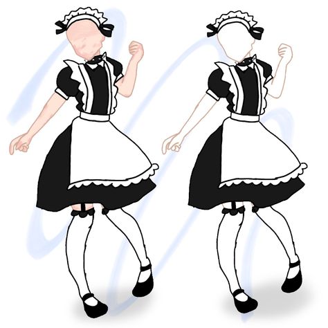 How To Draw A Maid Dress, Maid Outfit Drawing Base, Maid Drawing Reference, Gacha Maid Outfits, Maid Dress Drawing Reference, Maid Dress Drawing, Maid Outfit Drawing, Maid Pose, Maid Drawing