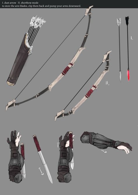 Futuristic Samurai, Archer Characters, Rwby Oc, Fantasy Props, Magic Design, Bow And Arrow, Cool Swords, Futuristic Art, D&d Dungeons And Dragons