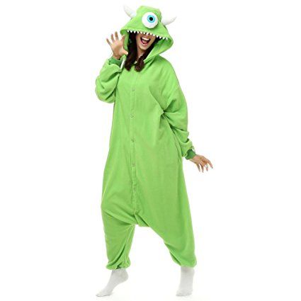 Mike Wazowski Onesie, Pajama Costume, Animal Pajamas, Mike Wazowski, Halloween Costume Contest, Cute Pajamas, Fleece Pajamas, Couples Costumes, Disney Outfits