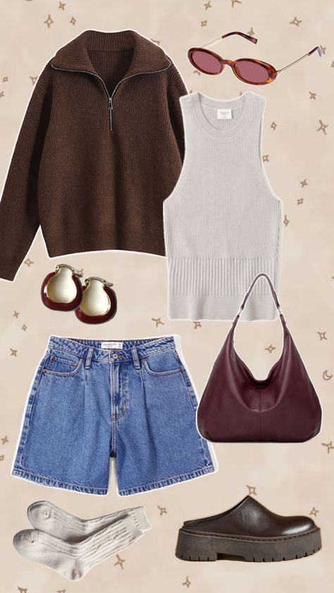 Elevate your style game with our charming outfit inspo collage! With Abercrombie Shorts, clogs, socks, brown purse, and a quarter zip.💃 Find endless ideas for cute outfits and explore the latest trends. Step into a world of style inspiration and enhance your wardrobe effortlessly. 🌟 #OutfitIdeas #StyleInspiration #ChicLooks Brown Clogs Outfit, Outfit Inspo Collage, Quarter Zip Outfit, Clogs Socks, Inspo Collage, Clog Outfit, Clogs Outfit, Brown Purse, Lovely Clothes