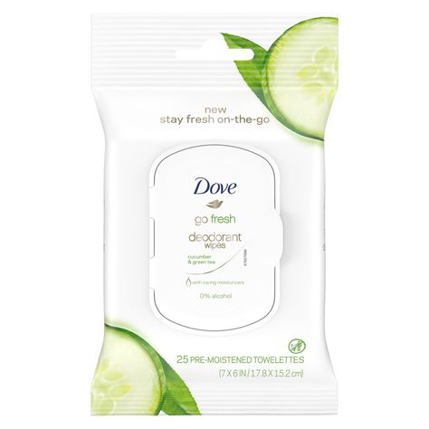 Dove Go Fresh Cucumber & Green Tea Deodorant Wipes Deodorant Wipes, Foot Detox Soak, Cucumber Green Tea, Concert Bag, Dove Go Fresh, Cucumber Scent, Penyimpanan Makeup, Dove Deodorant, Body Wipes