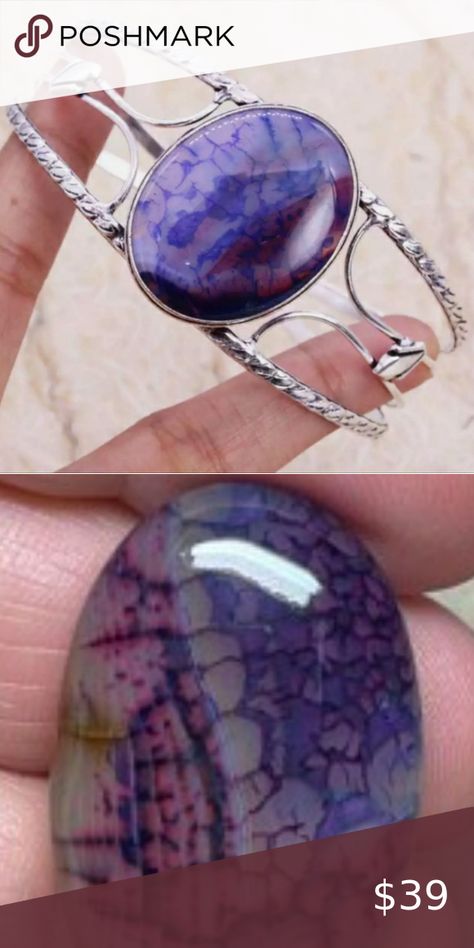 Purple Dragon Vein Agate 925 Silver Plated Handmade Adjustable Bracelet Elements And Compounds, Purple Dragon, Dragon Scales, Increase Stamina, Personal Energy, Dragon Vein Agate, Dragon Scale, Adjustable Bracelet, Silver Plate