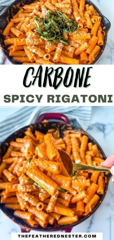 Creamy Spicy Spaghetti, Spicy Pasta With Chicken, Sausage Rigatoni Vodka Sauce, Spicy Ravioli Recipe, Spicy Rigatoni Pasta With Chicken, Spicy Vodka Sauce Pasta, Carbone Pasta Sauce, Rigatoni Beef Pasta Dishes, One Pot Spicy Rigatoni