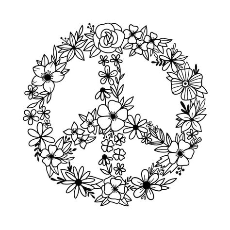 Peace Sign Drawing, Painted Wildflowers, Peace Sign Tattoos, Flower Power Art, Peace Painting, Peace Sign Shirts, Mystical Tattoos, Peace Sign Art, Vector Art Design