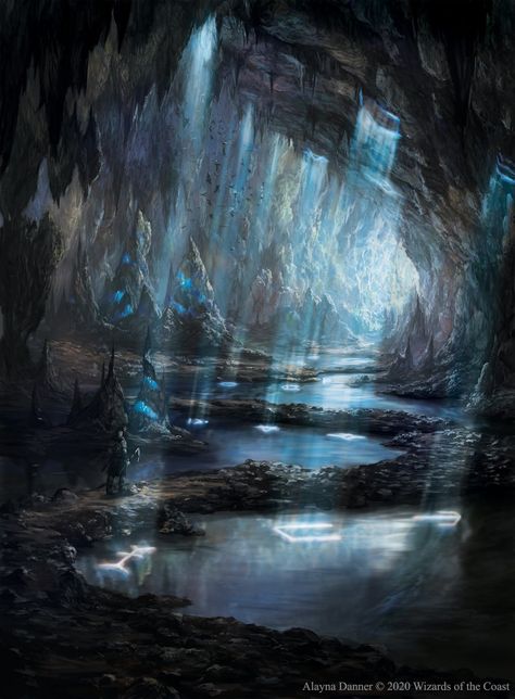 Underground Civilization, Crystal Kingdom, Water Witch, Mtg Art, Ice Cave, Fantasy City, Dnd Art, Fantasy Places, D&d Dungeons And Dragons