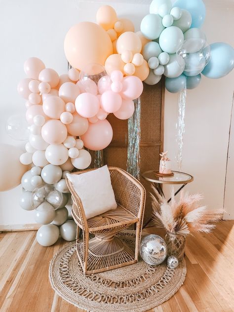 Lets shell-abrate with these muted tones for this sweet boho mermaid theme 2nd birthday party Modern Mermaid Birthday Party, Boho Under The Sea Party, Boho Mermaid Birthday Party, Muted Mermaid Party, Mermaid Balloon Garland, Let’s Shellebrate Birthday, Boho Mermaid, Mermaid Balloons, Beach Birthday Party