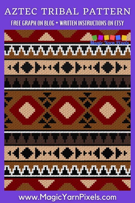 Intarsia Crochet, Native American Blanket, Crochet Cross Stitch, C2c Crochet Pattern Free, Pattern Magic, C2c Crochet, Afghan Patterns, Crochet Patterns Free Blanket, Crochet Afghans