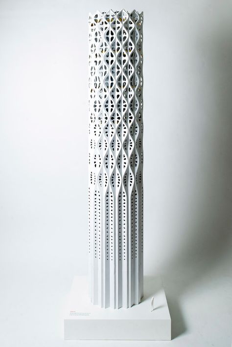 Tower of Light | Flue tower and facade in Manchester City Centre — tonkin liu Tower Facade Design, Parametric Tower, Tower Facade, Architecture Tower, Conceptual Model Architecture, Cladding Design, Manchester City Centre, Arch Model, Skyscraper Architecture