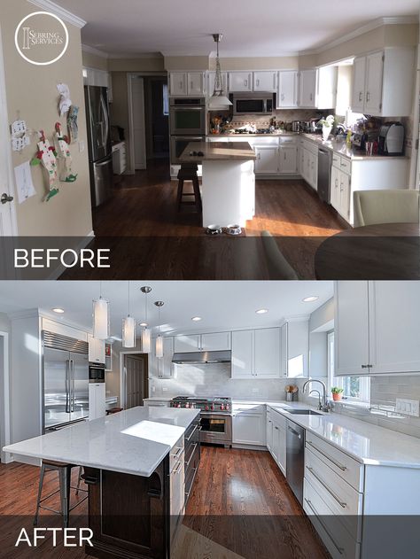 Derek & Christine's Kitchen Before & After | Home Remodeling Contractors | Sebring Services Before After Kitchen, Home Remodeling Contractors, Property Brothers, Kitchen Remodel Before And After, After Pictures, Diy Remodel, Kitchen Remodeling Projects, Unique Kitchen, Before And After Pictures