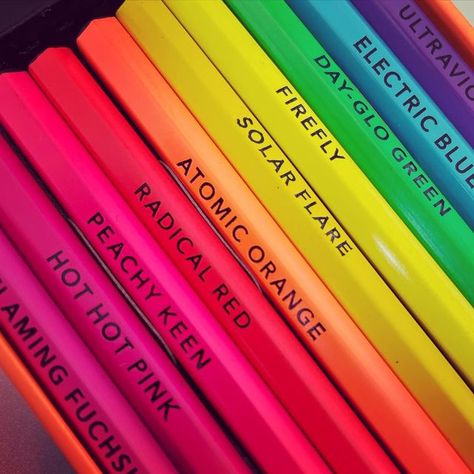 lexilovesstyle on Instagram: "The best coloured pencils ever 🤩 #neon #dayglo #art" Neon Colour Palette, Retro Room, Fluorescent Colors, Solar Flare, Cute School Supplies, Neon Glow, Room Kids, Coloured Pencils, Neon Color