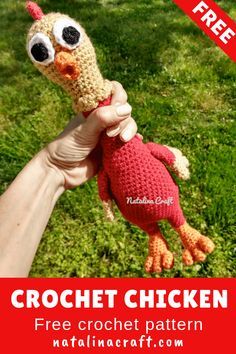 This Free amigurumi chicken crochet pattern is great to make funny chickens. They work up quickly. This cute crochet doll would be perfect for any children, dogs or chickens’ lovers. Chicken Crochet Pattern, Amigurumi Chicken, Crochet Creatures, Awesome Chicken, Chicken Crochet, Rubber Chicken, Crochet Applique Patterns Free, Mini Amigurumi, Chicken Pattern