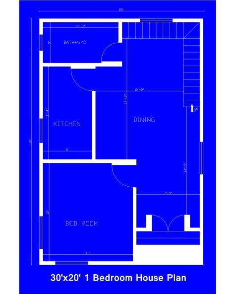 30'x20' 1 Bedroom House Plan | Compact Village House Design | Download Blueprints Discover this 30'x20' 1 bedroom house plan, designed for a compact and efficient village home. Ideal for individuals or small families, this plan offers a cozy living space with practical features. Download the blueprints to begin your home-building project today. The plan includes detailed specifications, cost estimates, and door/window sizes according to Indian standards. For more house plans and expert insig... Village House Plan, Residential Building Plan, 1 Bedroom House Plans, South Facing House, West Facing House, North Facing House, 2bhk House Plan, 1 Bedroom House, Village Home