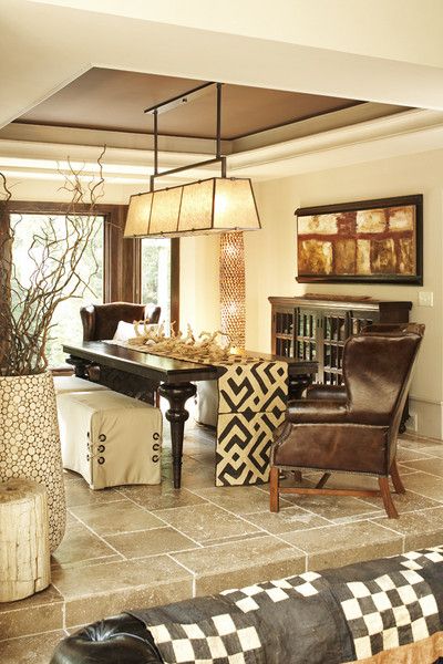 Eclectic Dining room. Love the mix of styles & textures! Afrocentric Decor, African Interior Design, Eclectic Dining Room, African Inspired Decor, Eclectic Dining, African Interior, African Home Decor, Room Idea, Interior Garden