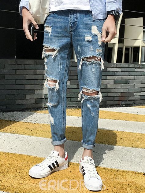 Casual Ripped Jeans, Ripped Jeans For Men, Mens Fashion Summer Outfits, Mens Casual Jeans, Mens Summer Fashion Beach, Xavier Rudd, Mens Fashion Vintage, Ripped Jeans Outfit, Jeans Outfit Men