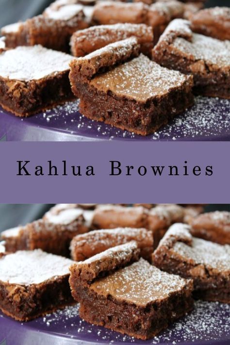 Kahlua Brownies Recipe, Kahlua Desserts Easy, Kahlua Cookie Recipes, Boozy Brownies Easy, Coffee Kahlua Crazy Cake, Kahlua Fudge, Kahlua Brownies, Baking Brownies, Kahlua Recipes