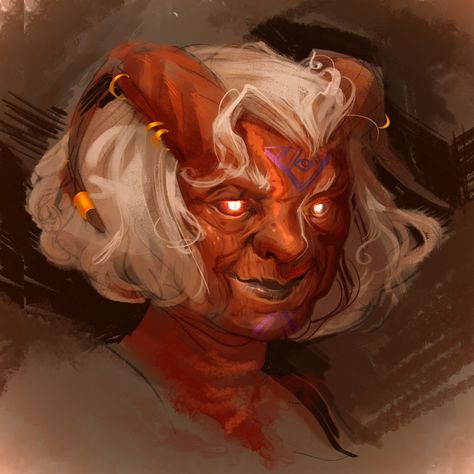 Old Tiefling, Female Tiefling, Tiefling Female, Dnd Tiefling, Character Portrait, Heroic Fantasy, Roleplay Characters, Fantasy Portraits, New Character