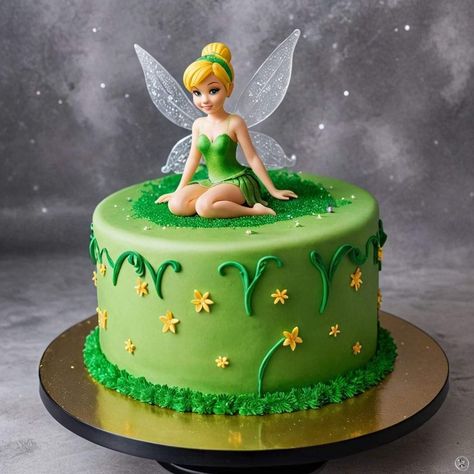 Tinkerbell Smash Cake, Bolo Da Tinker Bell, Tinkerbell Cake Ideas, Tinkerbell Birthday Cake Ideas, Birthday Cake Tinkerbell Theme, 12 Month Milestones, Tinkerbell Birthday Cakes, Tinkerbell Cake, Creative Birthday Cakes