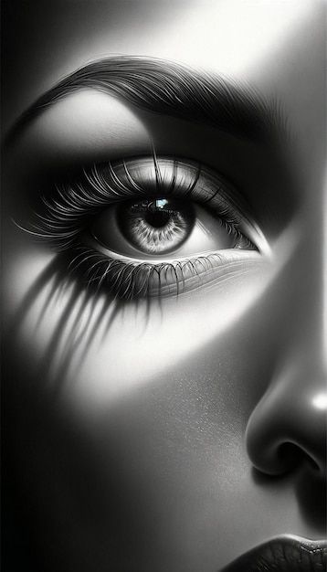 Photo striking monochromatic eye artwork | Premium Photo #Freepik #photo Eye Artwork, Heaven Tattoos, Girl Face Tattoo, Eyeball Art, Life Drawing Reference, Eye Illustration, Dark Portrait, Eyes Artwork, Photos Of Eyes