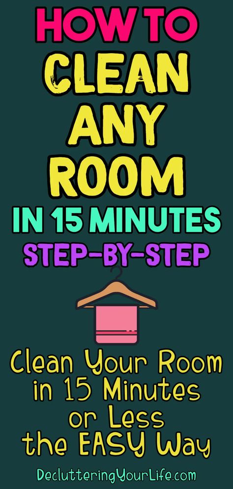 How To Clean Your Room Step By Step - Clean Any Room in 10 Minutes Or Less - Clean MESSY Room FAST with These Speed Cleaning Tips and Room Cleaning Hacks to Clean Your Bedroom or ANY Room the Simple Way Room Cleaning Hacks, Life Declutter, Cleaning Hacks Bedroom, Dirty Room, Deep Cleaning Checklist, Room Cleaning, Cleaning Schedule Printable, Clean Your Room, Cleaning My Room