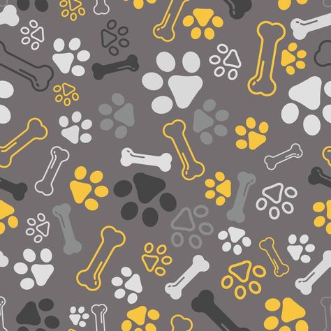 Dog Paw seamless pattern vector bone dog footprint pattern cartoon tile grey background repeat scarf isolated illustration gift or wrapping paper puppy texture Dog Scrapbook Paper, Dog Paw Pattern, Paw Print Background, Dog Footprint, Paper Snowflake Patterns, Weaving Patterns Design, Calendars 2024, Dog Background, Hand Quilting Patterns