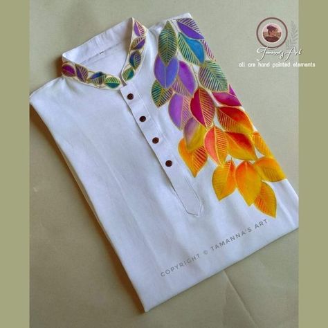 Fabric Colour Painting, Fabric Paint Shirt, Saree Painting Designs, Fabric Paint Diy, Painted Clothes Diy, Fabric Painting Techniques, Hand Painted Dress, Fabric Painting On Clothes, Hand Painted Clothing