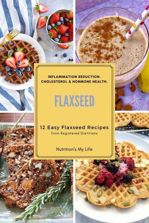 I strongly believe everyone should be eating flaxseed daily. Flaxseed is helpful for inflammation reduction, cholesterol, gut health, and hormone balancing. I explain how to use flaxseed in your health journey PLUS give you 12 recipes from Registered Dietitians to help make healthy easier for you. Flax Seed Waffles, Flaxseed Powder Recipes, Flaxseed Meal Recipes, Greger Recipes, Oatmeal No Bake, Flaxseed Recipes, Michael Greger, Healthy Food Recipies, Food And Drink Recipes