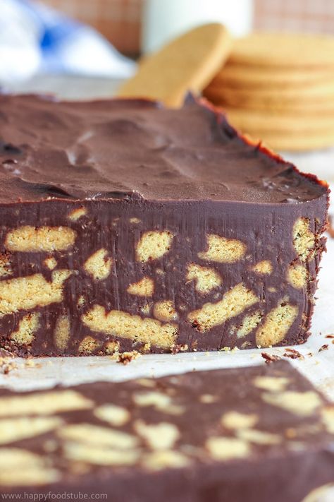 No Bake Chocolate Biscuit Cake Pic No Bake Chocolate Biscuit Cake, Biscuit Chocolate Cake, Biscuit Cake Recipe Simple, Cake Condensed Milk, No Bake Biscuit Cake, Chocolate Biscuit Recipe, Chocolate Fridge, Biscuit Cake Recipe, Chocolate Fridge Cake