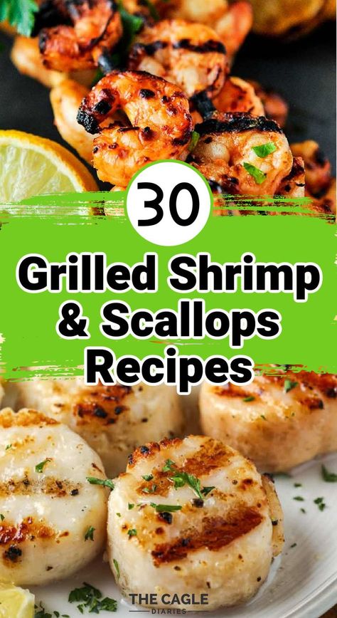 A compilation of 30 of the best Grilled Shrimp and Scallops Recipes out there. Just in time for the summer time. Best Grilled Shrimp, Grilled Scallops Recipe, Scallops Recipes, Best Grilled Shrimp Recipe, Shrimp And Scallop Recipes, Easy Scallop Recipes, Easy Grilled Shrimp Recipes, Grilled Seafood Recipes, Shrimp Scallops