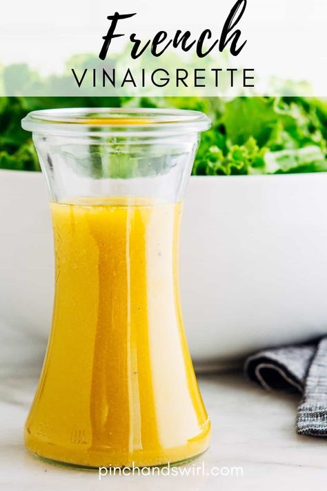 A quick and recipe for classic French Vinaigrette! It just may be the ultimate salad dressing. French Vinegrette Recipe, French Dijon Vinaigrette Dressing, French Salad Dressing Recipes Homemade, French Vinaigrette Dressing, Classic French Salad, French Salad Dressing Recipes, French Soups, Savoury Dips, Basic Vinaigrette Recipe