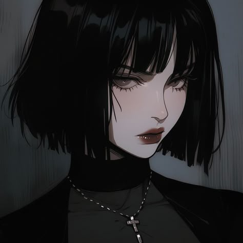 Cartoon Profile Pics Aesthetic Tomboy, Me As A Character, Hot Villain Aesthetic, Goth Anime, Anime Goth, Anime Cover Photo, Dark Makeup, Gothic Anime, Girly Art Illustrations