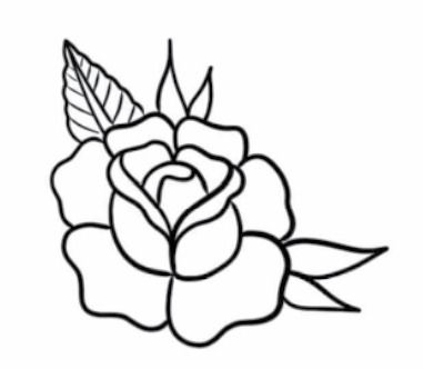 American Traditional Rose Tattoo American Traditional Tattoos Simple, Easy Rose Tattoo, Traditional Rose Flash, American Traditional Roses, American Traditional Rose Tattoo, Easy Tattoos For Beginners, Tattoos For Beginners, Microphone Drawing, American Traditional Rose