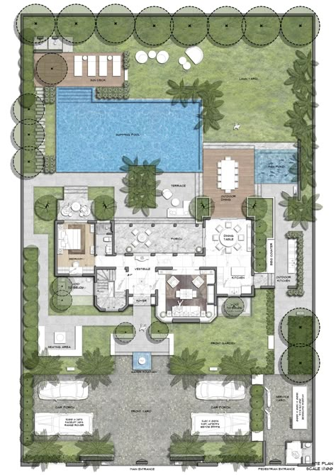 Villa 300 M2 Plan, Sims 4 Villa Floor Plans, Villa Landscape Design Plan Layout, Villa Landscape Plan, Clubhouse Design Architecture Plan, Villa Layout Plan, Village Plan, Villa Layout, Backyard Design Plans