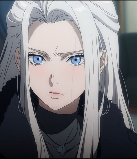 Albino Anime Characters, Female Anime Eyes Reference, White Hair Blue Eyes Anime Female, Anime Pfp Woman, Female Gojo Pfp, Anime Women Reference, Anime White Hair Blue Eyes, White Haired Girl Art, Anime Hair Reference Female