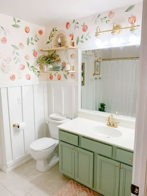 Peachy Clean-Bathroom Makeover | Hometalk Build Shelves, Bloxburg Building, Hooks For Towels, Painting Bathroom Cabinets, Diy Bathroom Makeover, Toilet Installation, House Tips, Bathroom Walls, Unique Shower