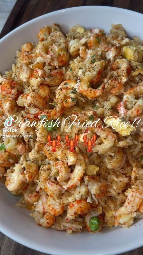 Crawfish Meals, Catfish And Rice Recipes, Crawfish Fried Rice Recipe, Crawfish Rice Recipes, Cajun Fried Rice, Crawfish Rice, Crawfish Fried Rice, Crawfish Dishes, Seafood Rice