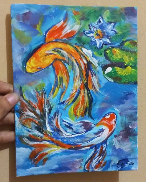 Koi Fish Drawing Oil Pastel, Koi Oil Pastel, Fish Drawing Oil Pastel, Koi Fish Oil Pastel, Pastel Fish, Inspo Drawing, Fish Paintings, Coy Fish, Koi Fish Drawing