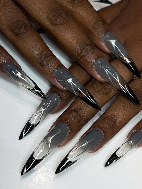 XL Gel X Nails, Nails, Nail Inspo, Chrome nails, french tip nails, glass nails, trending nails Robot Nails, Chrome Nails French Tip, Aphrodite Nails, Nail Inspo Chrome, Chrome French, Easy French Toast Recipe, Gel X Nails, X Nails, French Girl Aesthetic