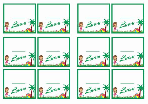 FREE printable luau themed Name Tags Luau Signs, Free Name Tags, Thank You Cards From Kids, Girls Birthday Party Themes, Boy Birthday Party Themes, Luau Theme, Luau Birthday, Birthday Printables, Luau Party