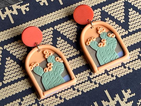 Clay Dangle Earrings, Earrings Nature, Cactus Earrings, Desert Vibes, Gift For Her Birthday, Nature Inspired Design, Nature Themed, Christmas Deco, Lovers Gift