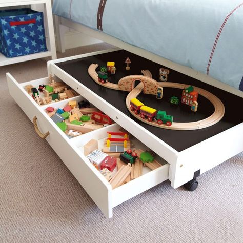 Smart Under-the-Bed Trundle Playtable Kura Bed, Underbed Storage, Play Table, Creative Storage, Toddler Bedrooms, Boy Bedroom, Big Boy Room, Boys Bedrooms, Under Bed