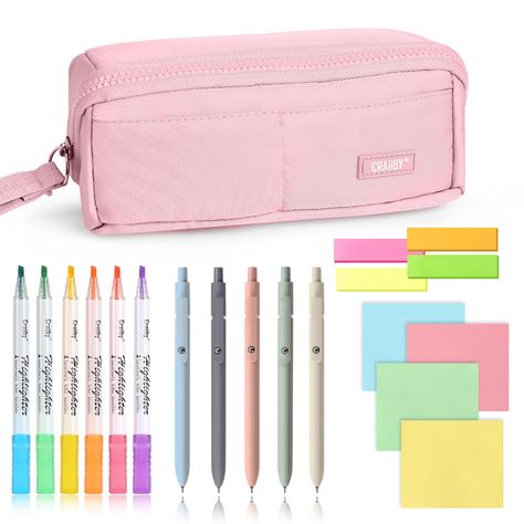 PRICES MAY VARY. Complete Annotation Kit: This comprehensive set includes 6 aesthetic highlighters, 5 gel pens, sticky notes, and sticky tabs, all conveniently stored in a large pencil pouch available in four colors. Perfect for students, teachers, and professionals, this kit meets all your highlighting and organizing needs. Vibrant Color Variety: Featuring six unique highlighter colors, our kit adds a touch of vintage and pastel hues to your notes, making studying and organizing more visually a Tabs Aesthetic, Annotation Kit, Stationary Bicycle, Notes Making, College Checklist, Pink Pencil, Stationary Items, Tree Cake, Stationary Set