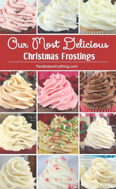 We have all of Our Most Delicious Christmas Frostings in one place so you can find the very best frosting for your Holiday baked goods..  Any of these yummy homemade frostings would be a great addition to your Holiday baking list, your Christmas Bake Sale or just as a special treat for your family. Save these yummy Christmas Icings for later and follow us for more great Christmas Food Ideas. #christmasdesserts #frosting #HolidayFrostings #TwoSistersCrafting Christmas Bake Sale, Christmas Frosting, Cupcake Creme, Holiday Baked Goods, Pudding Recept, Best Frosting, Christmas Food Ideas, Holiday Baking List, Baking List