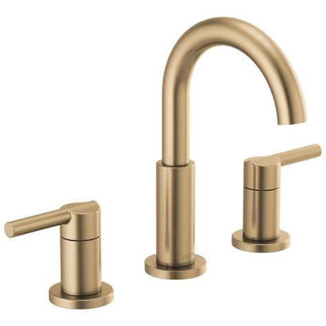 Delta Nicoli Champagne Bronze 2-handle Widespread WaterSense High-arc Bathroom Sink Faucet with Drain in the Bathroom Sink Faucets department at Lowes.com Delta Nicoli, Delta Bathroom Faucets, Matte Black Bathroom Faucet, Gold Bathroom Faucet, Black Bathroom Faucet, Touchless Faucet, Matte Black Bathroom, Vessel Faucets, Bathroom Sink Drain