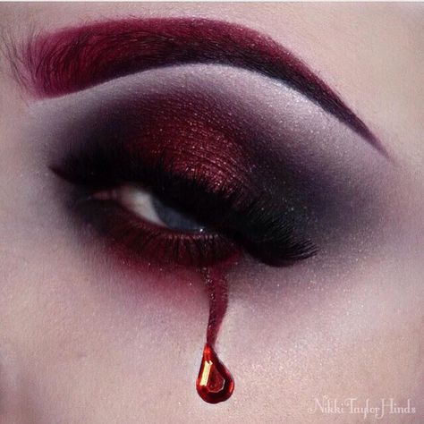 Don't cry @nikkitaylorhinds! You look so good in #sugarpill Love and Tako eyeshadows! by sugarpill Goth Eye Makeup, Red Goth, Extreme Makeup, Vampire Makeup, Eyeshadow For Blue Eyes, Sugarpill Cosmetics, Red Eyeshadow, Special Effects Makeup, Gothic Makeup