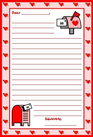 Valentine's Day Letter Writing Stationery Cute Letter Paper, Image St Valentin, February Writing Prompts, Creative Writing Topics, Valentine Letter, Valentine Worksheets, Writing Paper Template, Valentines Letter, Free Printable Stationery