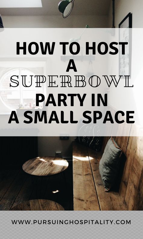 How to Host a Superbowl Party in a Small Space Do you live in an apartment or a small house but have the love of entertaining?  I feel your pain.  We live in a small home that has small rooms. You can make it happen! You can take these few tips and have a Superbowl ... Read More about  How to Host a Superbowl Party in a Small Space How To Host A Superbowl Party, Hosting Superbowl Party, Small Superbowl Party, Entertaining In A Small House, Small Apartment Party, Apartment Party, Football Watch Party, Space Food, Christian Homemaking