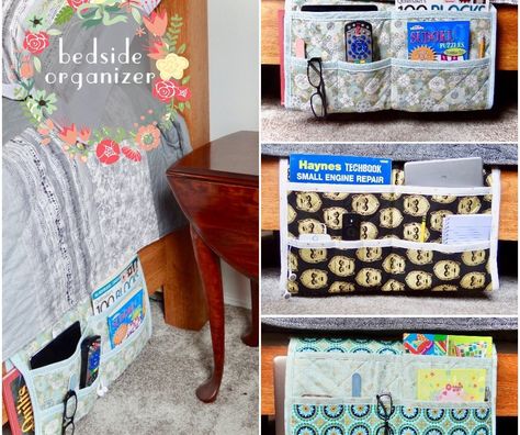 Bedside Organizer Pocket Organizer Diy, Bedside Pocket Organizer, Caddy Diy, Bedside Pocket, Bed Caddy, Bedside Caddy, Bedside Organizer, Organized Bed, Storage Caddy